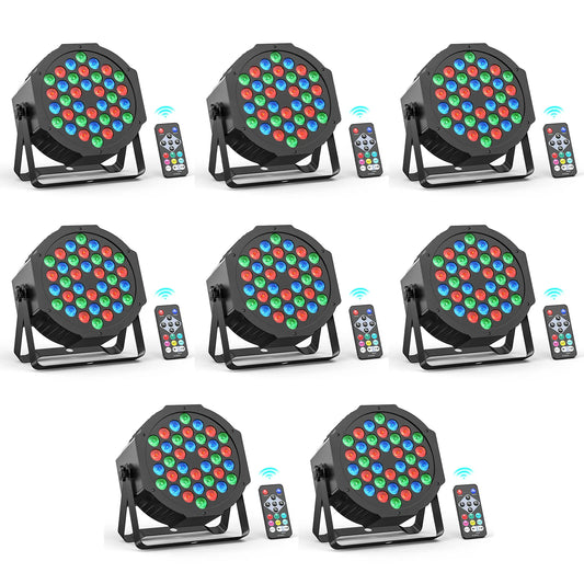 Somspot 4/8PCS 36LEDs RGB Par Lights Remote & DMX Control Stage Light Effect Projector for Church Wedding Party Club Music Live